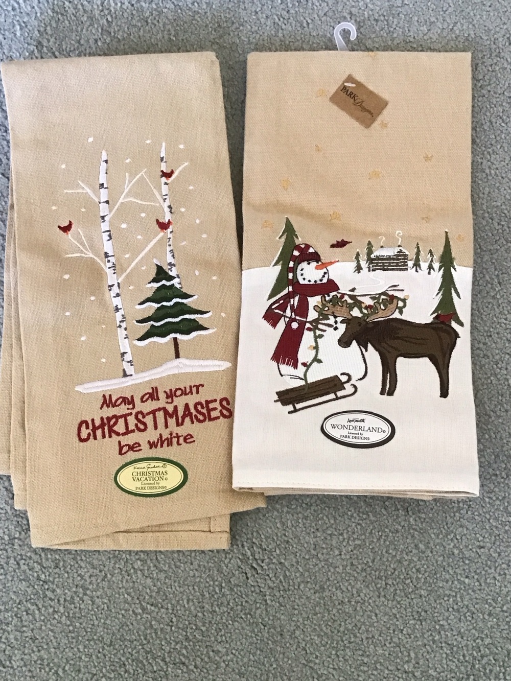 Park Designs Beige Christmas Kitchen Towels - Holiday Woodland Set